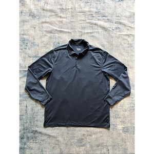 Walter Hagen Heathered Blue Long Sleeve Golf Polo Large